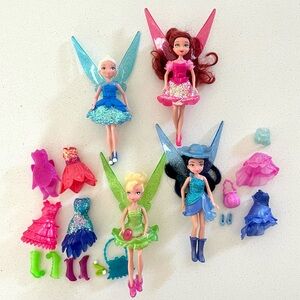 Disney Fairy Lot of 4 With Accessories Periwinkle, Rosetta, Silver Mist, & Tink